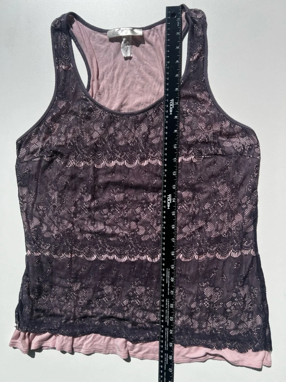 Layered Lace Racerback Tank - Pink & Purple - Picture 4 of 9